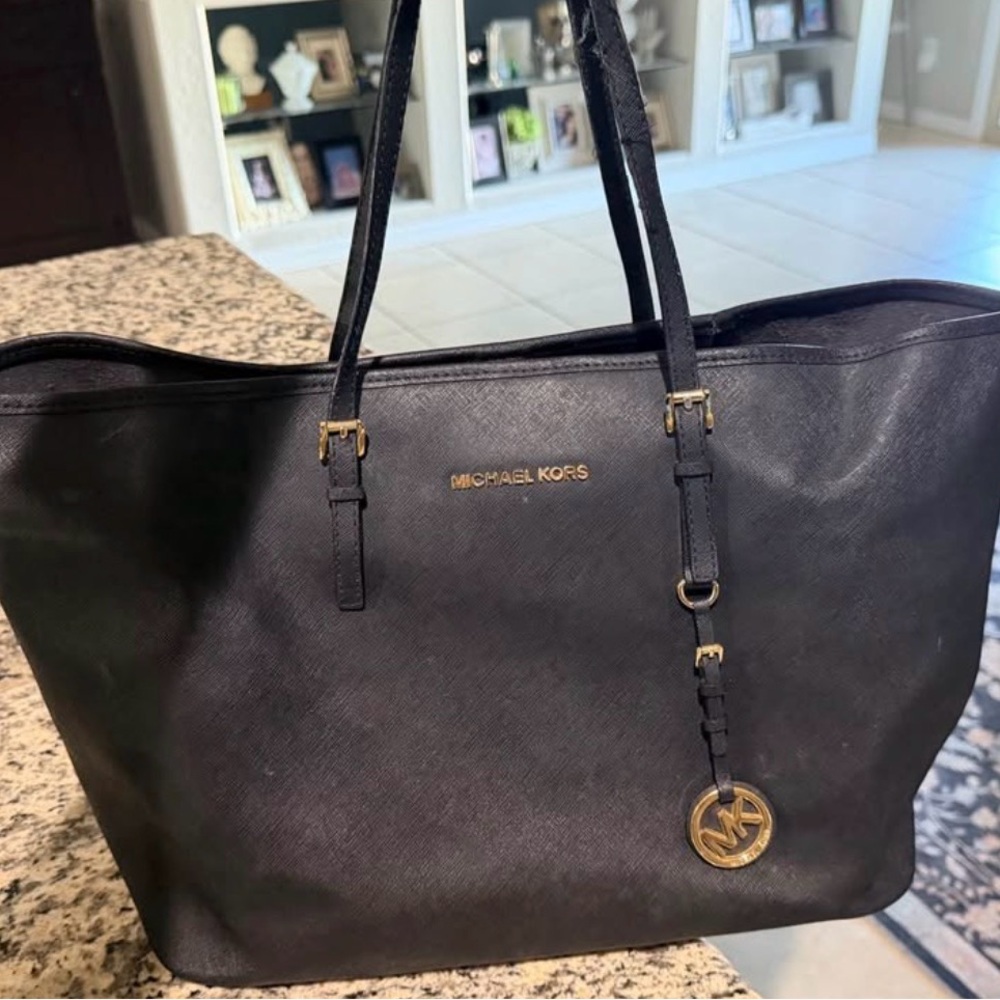 Michael Kors Black Tote with Gold Accents